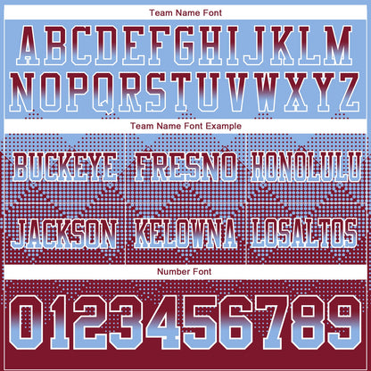 Custom Light Blue Crimson-White Authentic Gradient Square Shape 7V7 Flag Football Jersey