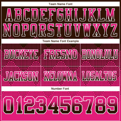 Custom Brown Hot Pink-White Authentic Gradient Square Shape 7V7 Flag Football Jersey