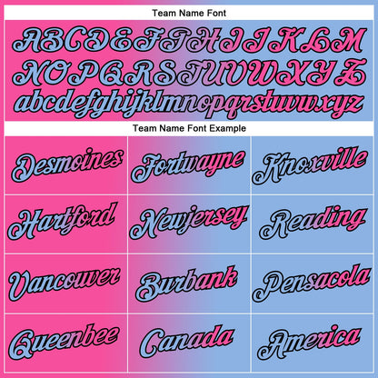 Custom Light Blue Pink-Black Gradient Fashion Performance T-Shirt