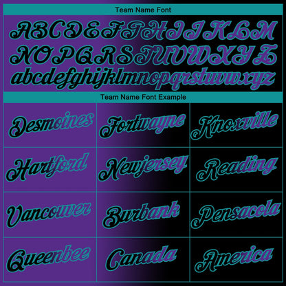 Custom Black Purple-Teal Gradient Fashion Performance T-Shirt