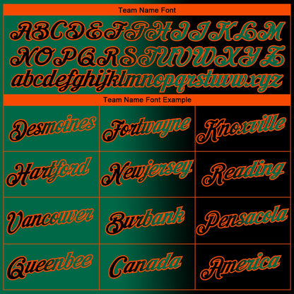 Custom Black Kelly Green-Orange Gradient Fashion Performance T-Shirt