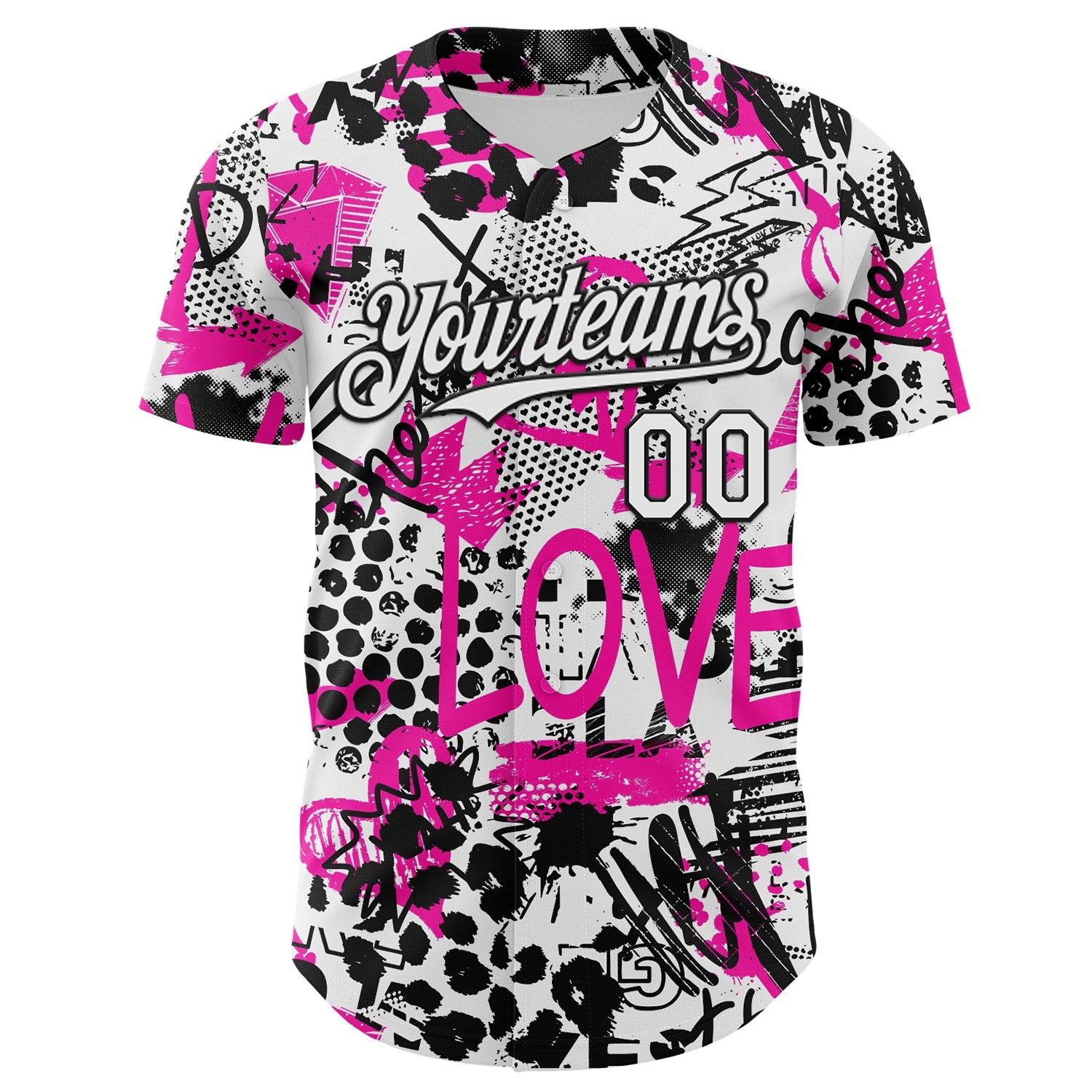 Custom Graffiti Pattern White-Black 3D Authentic Baseball Jersey