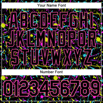 Custom Graffiti Pattern Black-Pink 3D Neon Splatter Performance T-Shirt