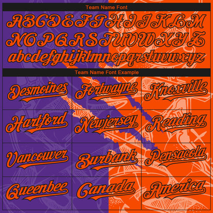 Custom Stitched Graffiti Pattern Orange Purple-Black 3D Scratch Sports Pullover Sweatshirt Hoodie
