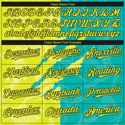 Custom Stitched Graffiti Pattern Neon Yellow Aqua-Black 3D Scratch Sports Pullover Sweatshirt Hoodie