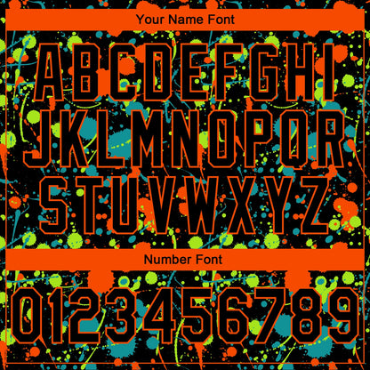 Custom Stitched Graffiti Pattern Black-Orange 3D Splash Grunge Art Sports Pullover Sweatshirt Hoodie