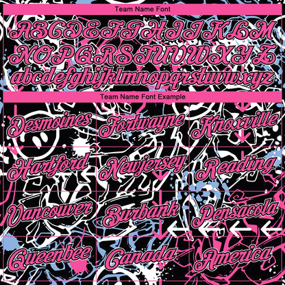 Custom Stitched Graffiti Pattern Pink Black-White 3D Abstract Grunge Art Sports Pullover Sweatshirt Hoodie