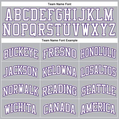 Custom Gray White-Purple Authentic Throwback Basketball Jersey