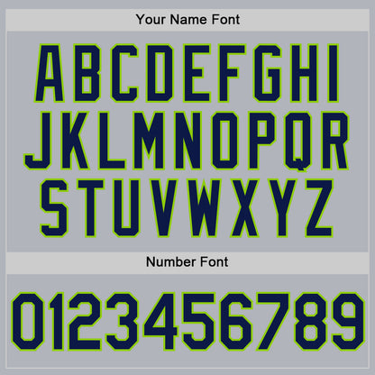 Custom Gray Navy-Neon Green Authentic Throwback Basketball Jersey