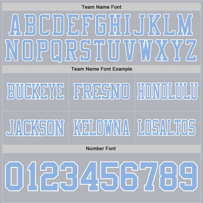 Custom Gray Light Blue-White Authentic Football Jersey