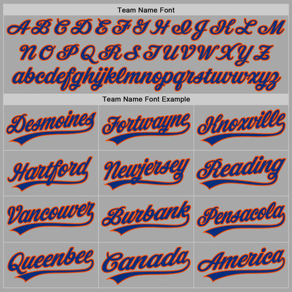 Custom Stitched Gray Royal-Orange Baseball Pullover Sweatshirt Hoodie