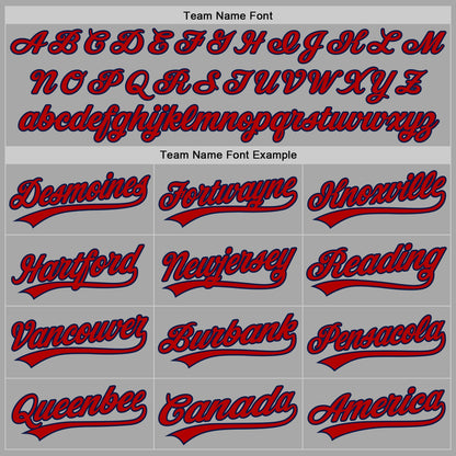 Custom Stitched Gray Red-Navy Baseball Pullover Sweatshirt Hoodie