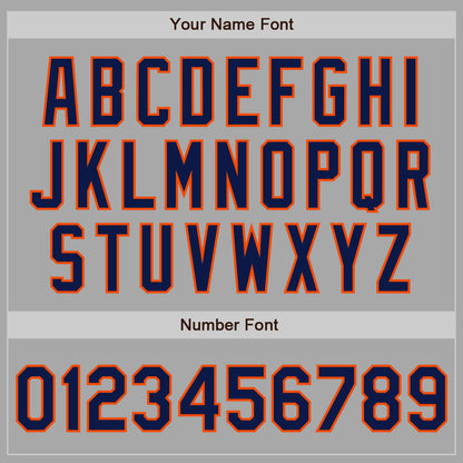 Custom Stitched Gray Navy-Orange Baseball Pullover Sweatshirt Hoodie