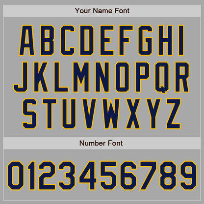 Custom Stitched Gray Navy-Gold Baseball Pullover Sweatshirt Hoodie
