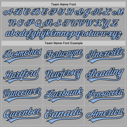 Custom Stitched Gray Light Blue-Black Baseball Pullover Sweatshirt Hoodie