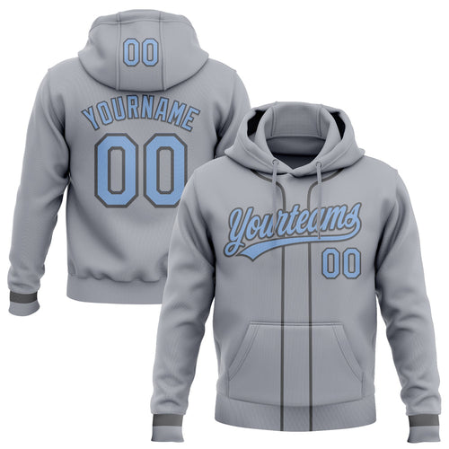 Custom Stitched Gray Light Blue-Steel Gray Baseball Pullover Sweatshirt Hoodie