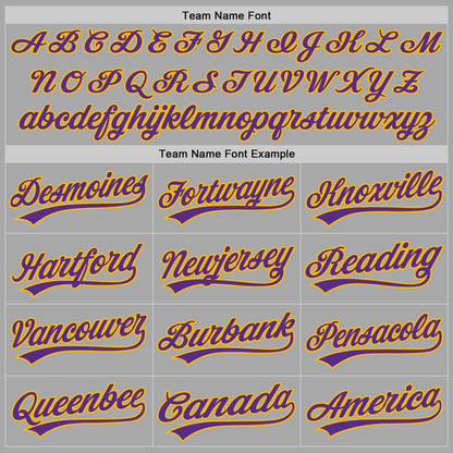 Custom Stitched Gray Purple-Gold Baseball Pullover Sweatshirt Hoodie