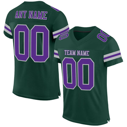Custom Green Purple-Gray Mesh Authentic Football Jersey