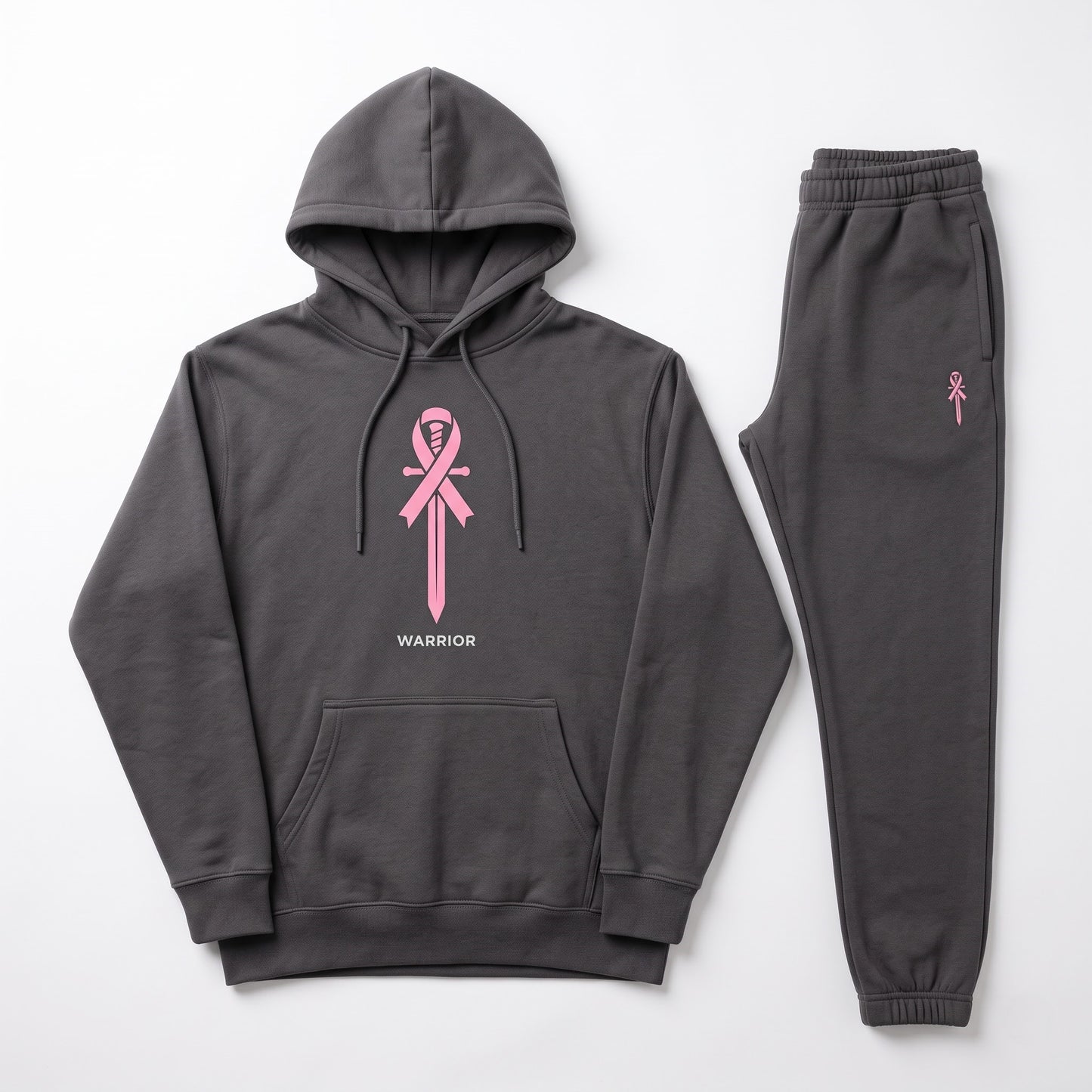 Pink Ribbon Hoodie & Sweatpants Set, Breast Cancer Awareness Tracksuit, Hope Support Outfit Hoodie & Sweatpants Set — 8 Styles
