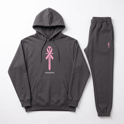 Pink Ribbon Hoodie & Sweatpants Set, Breast Cancer Awareness Tracksuit, Hope Support Outfit Hoodie & Sweatpants Set — 8 Styles