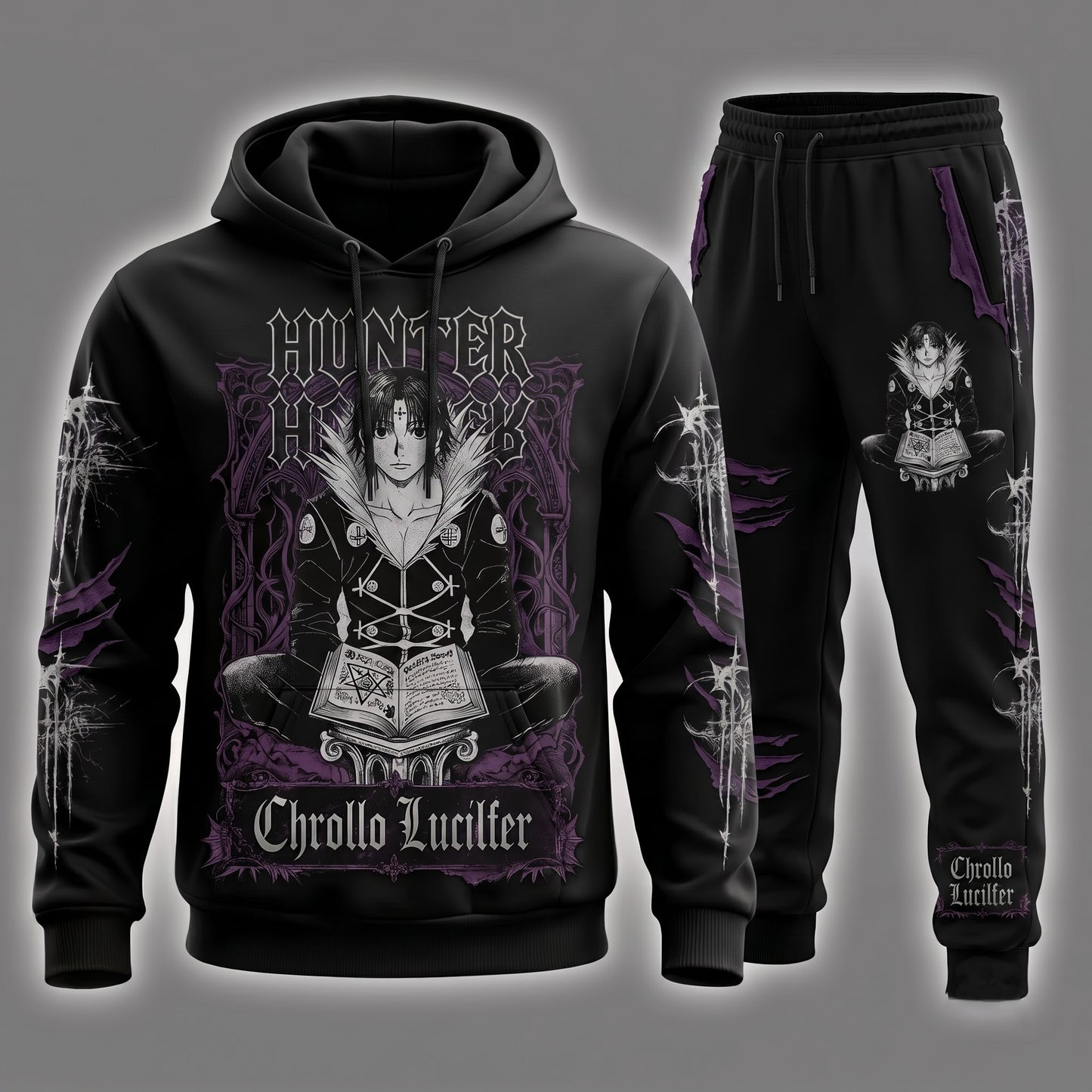 Anime Hunter Hoodie & Sweatpants Set — Manga Inspired Tracksuit — Character Graphic Jogger Set for A - Custom Fan Apparel Image 3