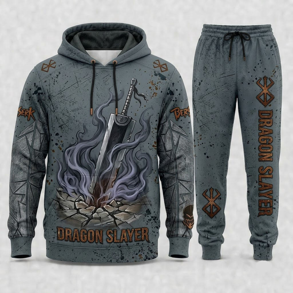 Limited Edition Black Swordsman Fan Set — Hoodie & Sweatpant Set | Dark Fantasy Gift - Custom Fan Apparel Image 5