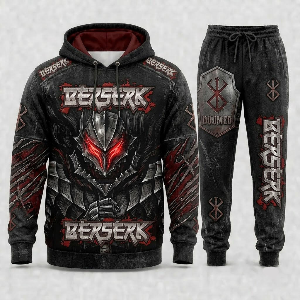 Limited Edition Black Swordsman Fan Set — Hoodie & Sweatpant Set | Dark Fantasy Gift - Custom Fan Apparel Image 3