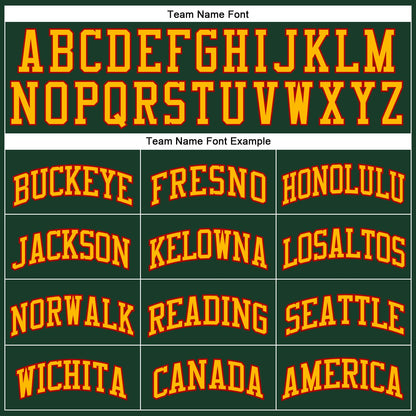Custom Hunter Green Gold-Red Authentic Throwback Basketball Jersey