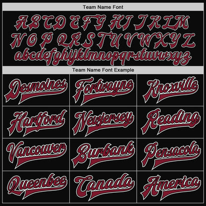 Custom Black Crimson-White Bomber Full-Snap Varsity Letterman Jacket