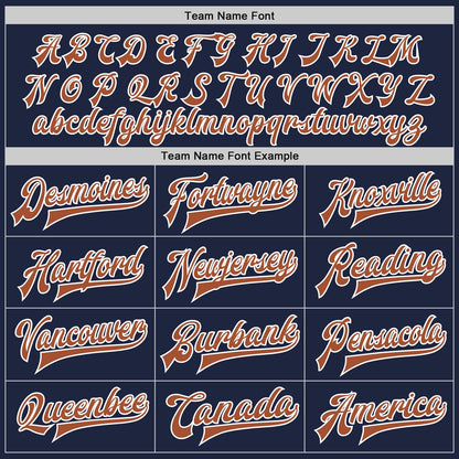 Custom Navy Texas Orange-White Bomber Full-Snap Varsity Letterman Two Tone Jacket