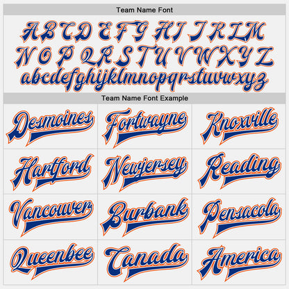 Custom White Orange-Royal Bomber Full-Snap Varsity Letterman Two Tone Jacket