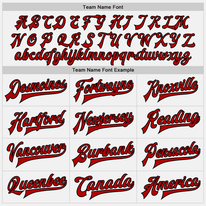 Custom White Black-Red Bomber Full-Snap Varsity Letterman Two Tone Jacket