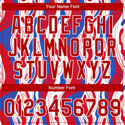 Custom Figure Red-Royal 3D Pattern Design Bomber Full-Snap Varsity Letterman Jacket