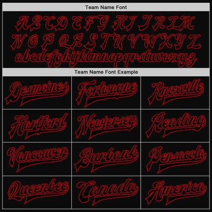 Custom Black Red Bomber Full-Snap Varsity Letterman Two Tone Jacket