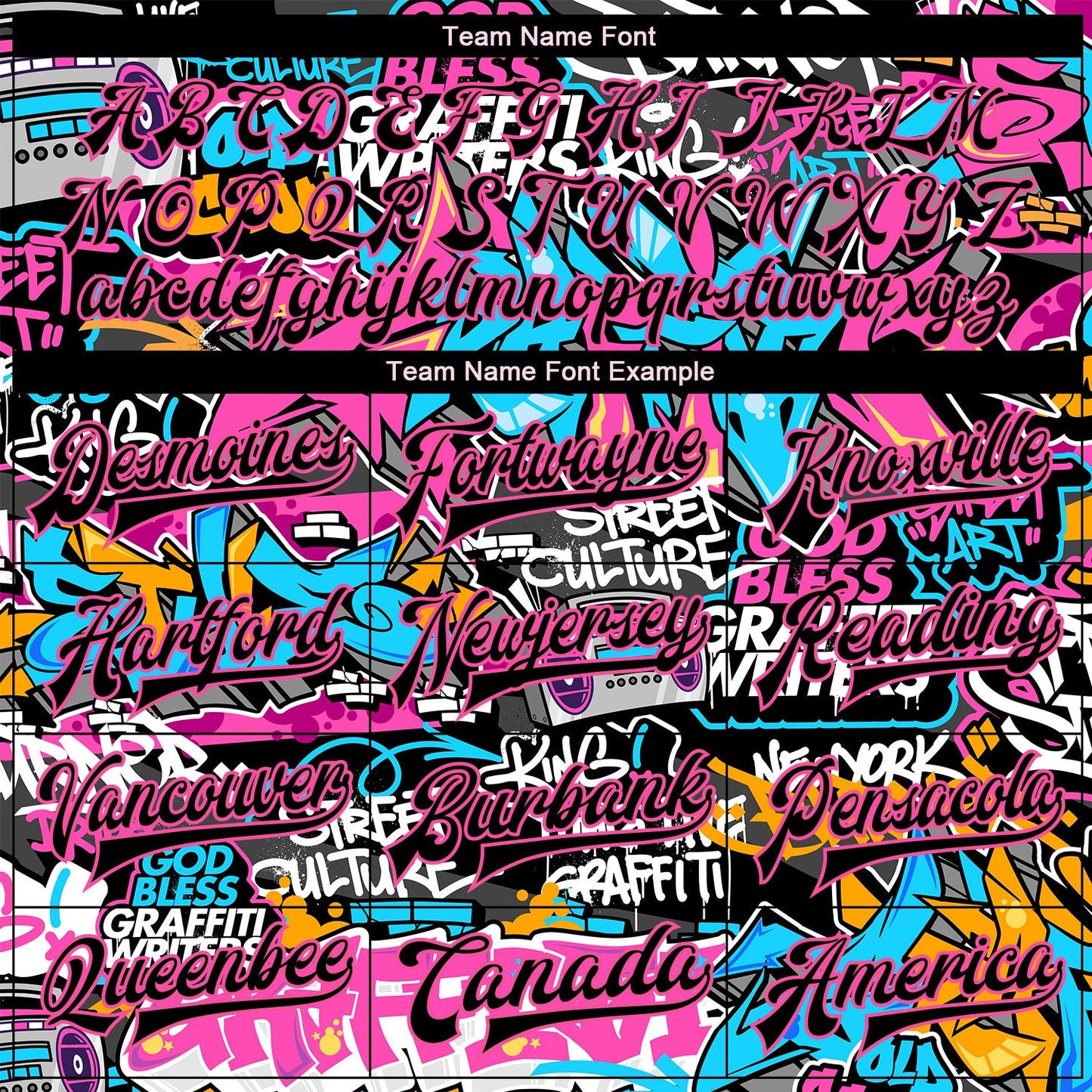 Custom Graffiti Pattern Black Pink Grunge Urban Street Art 3D Bomber Full-Snap Varsity Letterman Jacket