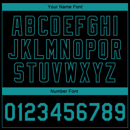 Custom Black Teal 3D Pattern Design Bomber Full-Snap Varsity Letterman Jacket