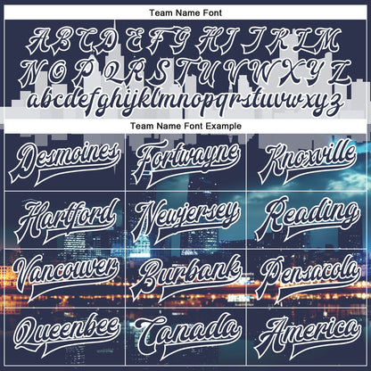 Custom Navy White Detroit Michigan City Edition 3D Bomber Full-Snap Varsity Letterman Jacket