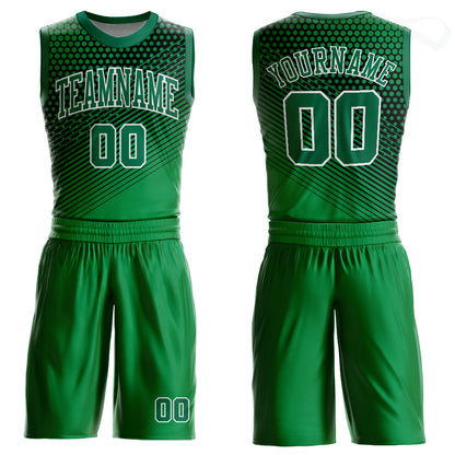 Custom Kelly Green Kelly Green-Black Round Neck Sublimation Basketball Uniform Jersey