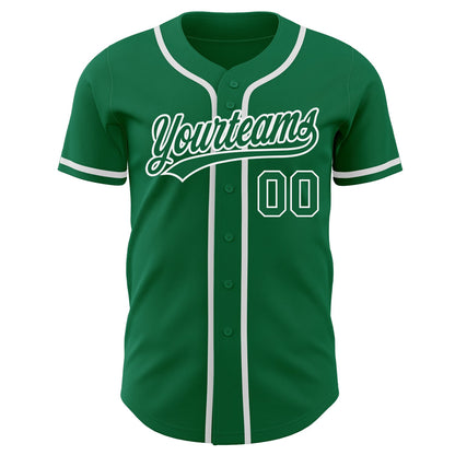 Custom Kelly Green Kelly Green-White Authentic Baseball Jersey