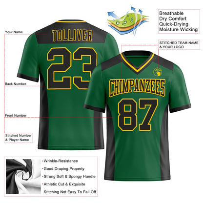 Custom Kelly Green Black-Yellow Authentic Football Jersey