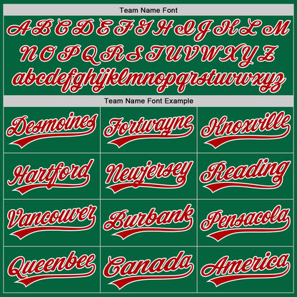 Custom Stitched Kelly Green Red-White Baseball Pullover Sweatshirt Hoodie