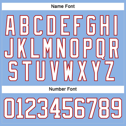 Custom Light Blue White-Red Hockey Lace Neck Jersey