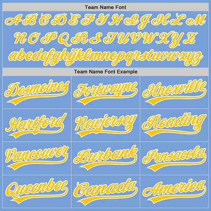 Custom Stitched Light Blue Yellow-White Baseball Pullover Sweatshirt Hoodie