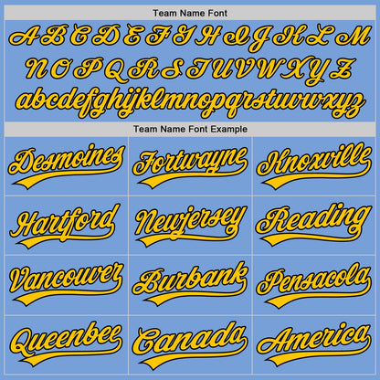 Custom Stitched Light Blue Yellow-Black Baseball Pullover Sweatshirt Hoodie