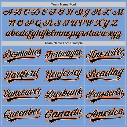 Custom Stitched Light Blue Black White-Orange Baseball Pullover Sweatshirt Hoodie