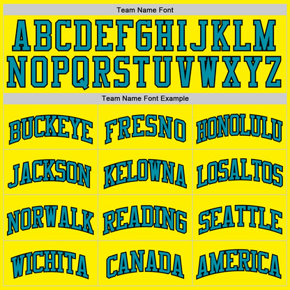 Custom Light Yellow Teal-Black Authentic Basketball Jersey