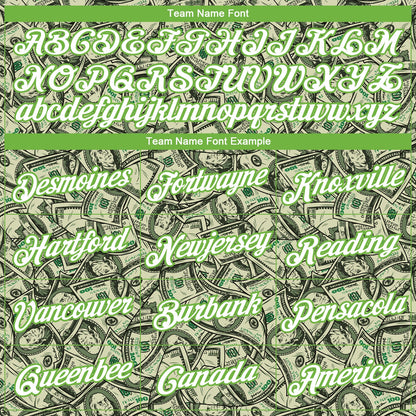 Custom Green White-Neon Green Dollar 3D Pattern Long Sleeve Performance T-Shirt