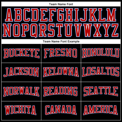 Custom Black Red Royal-White Long Sleeve Performance T-Shirt