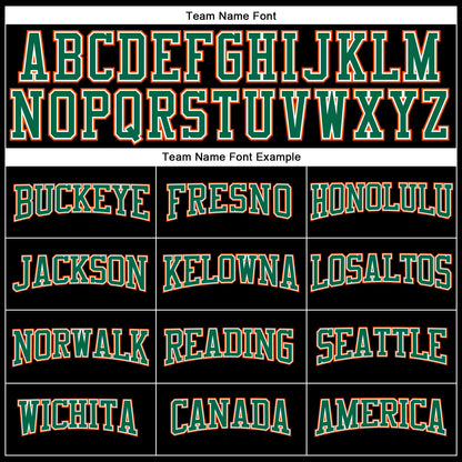 Custom Black Orange Kelly Green-White Long Sleeve Performance T-Shirt