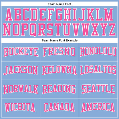 Custom Light Blue Pink-White Long Sleeve Performance T-Shirt
